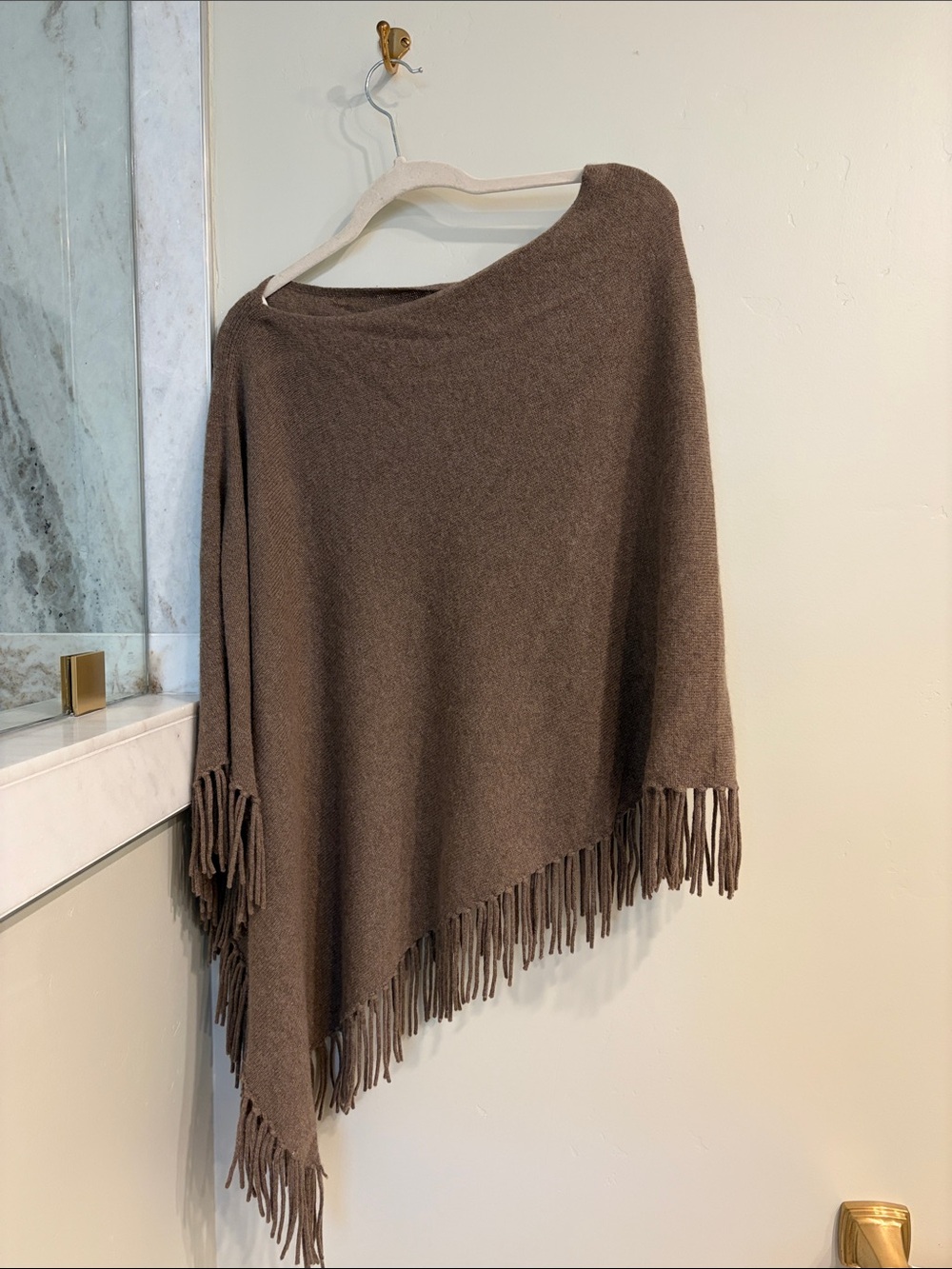 Minnie Rose Chocolate Brown Fringed Poncho